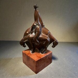 Zoltán Olcsai-Kiss Bronze Sculpture Don Quixote & Sancho Panza on Marble Base